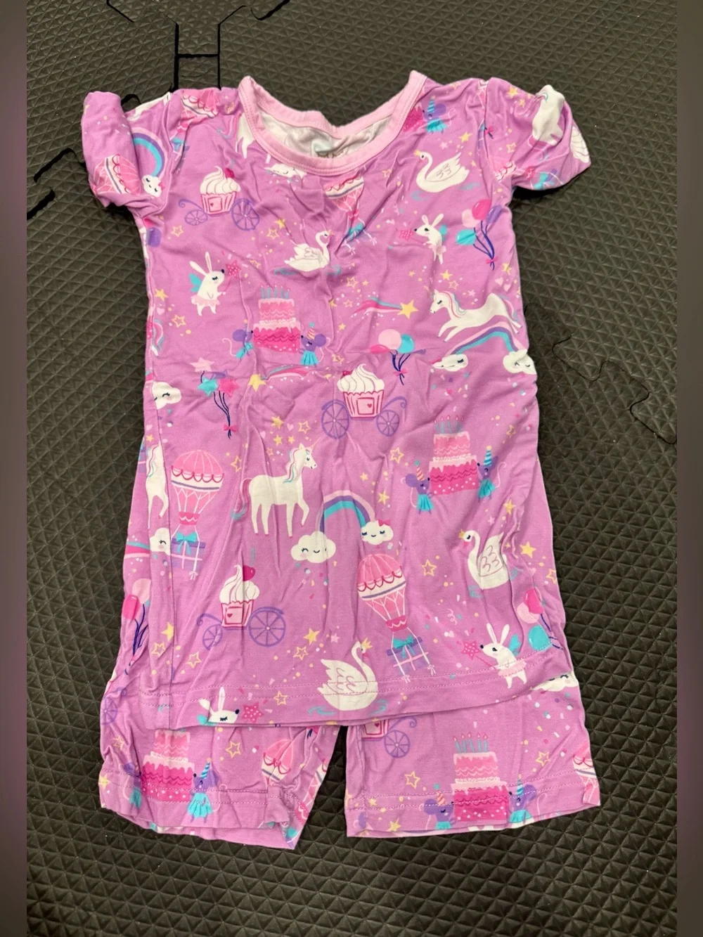 Little Sleepies Purple Unicorn & Multi Floral Short Pajama Set